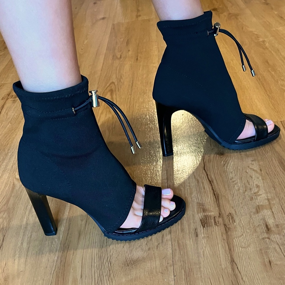NEW DKNY sock bootie open toe high heels 5.5
